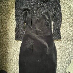 Unbranded Dress Womens Size M Black Strapless Sweetheart Bodycon Midi Slit